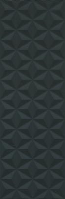 Плитка Диагональ черный структура обрезной 25х75  (12121R)